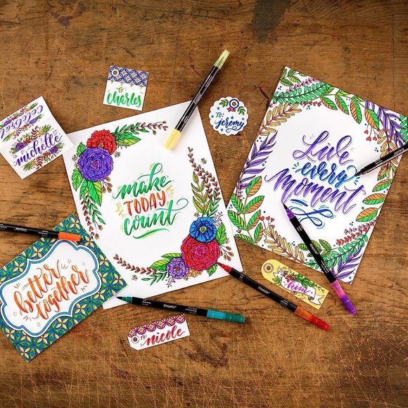 NEW Crayola Hand Lettering Marker Art Set Craft Beginner Calligraphy, Journaling - Picture 2 of 6